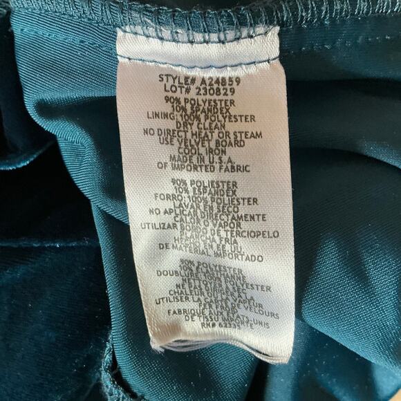 AQUA Velvet Sleeveless Ruched Mini Sheath Cocktail Dress Teal Blue Size 8 - Picture 12 of 13